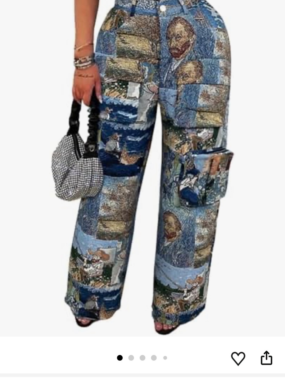 Amazon Women’s Wide-Leg Jeans in Blue Patchwork Print